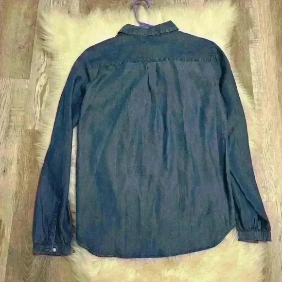 Ann Taylor factory chambray button down tie waist shirt size small - Picture 7 of 7